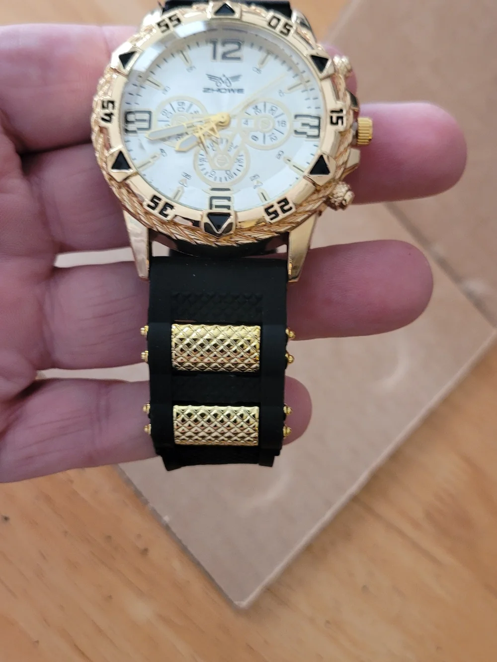 Howe Gold-Tone Chronograph Men's Watch with Black Strap